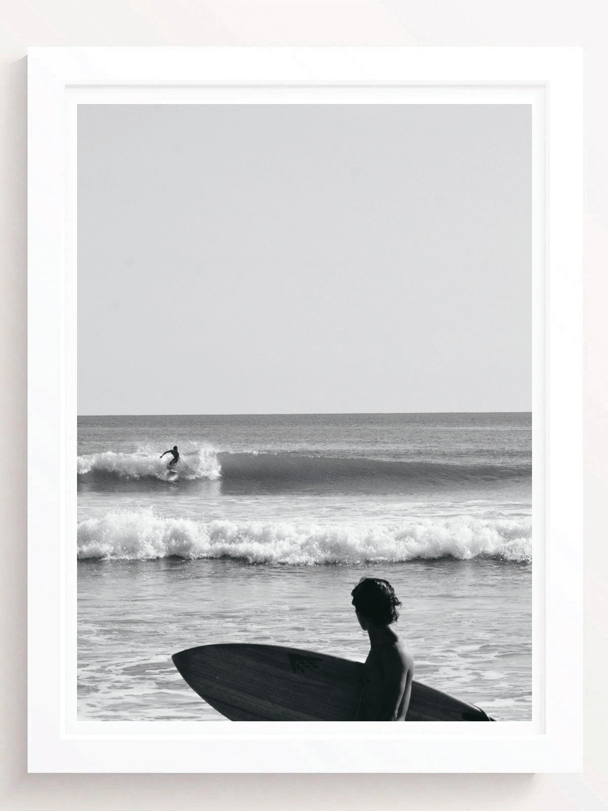 Vertical Black and White Surf Photography Print