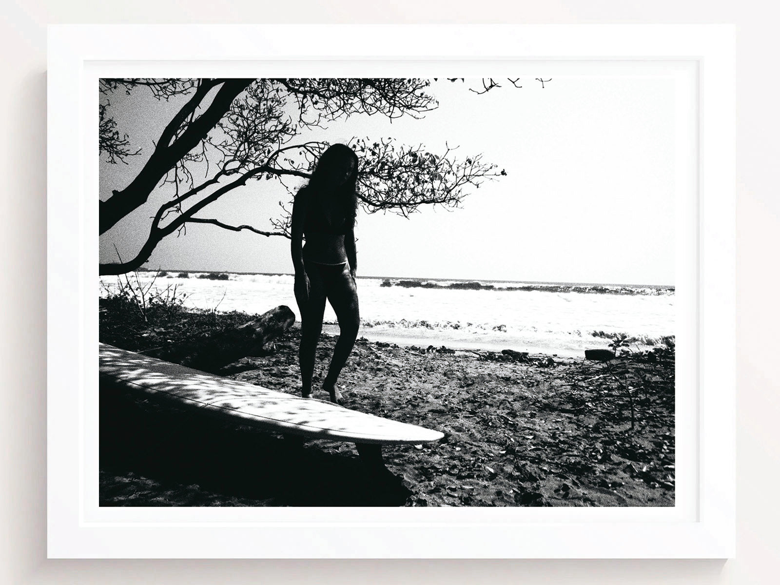 Black and White Surfer Girl Art