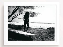 Black and White Surfer Girl Art