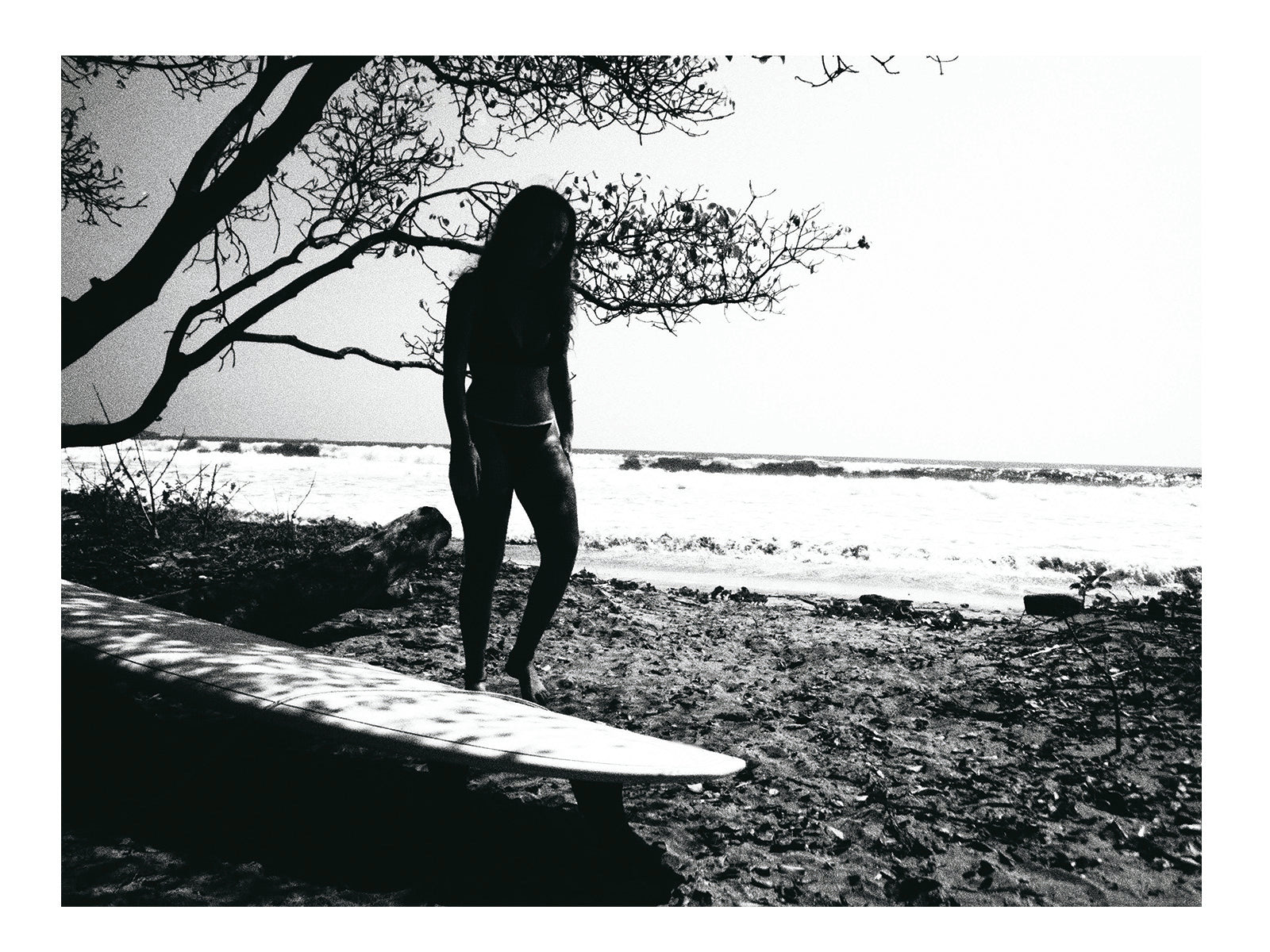 Black and White Surfer Girl Art
