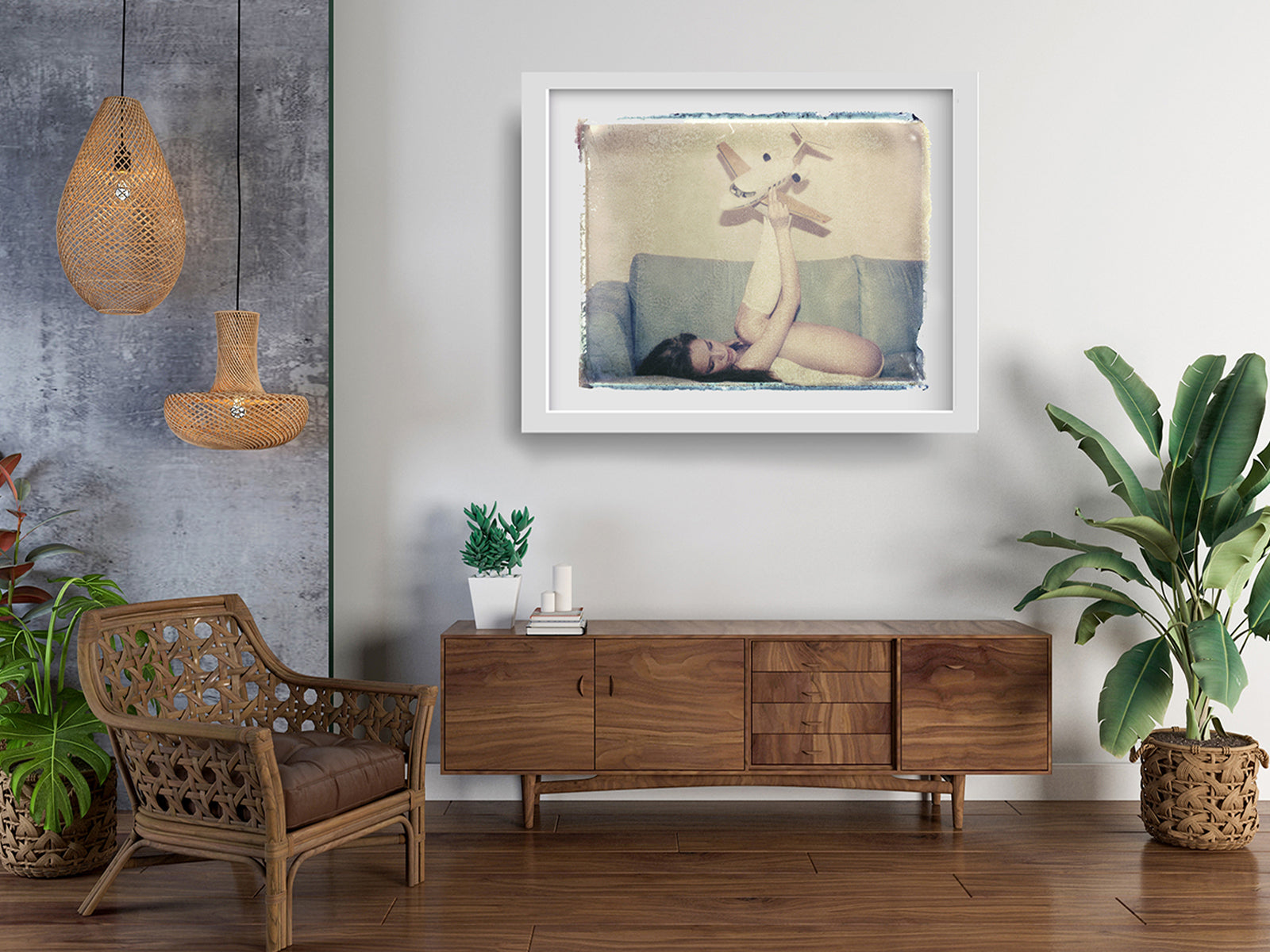 Girl With Plane Wall Art Print