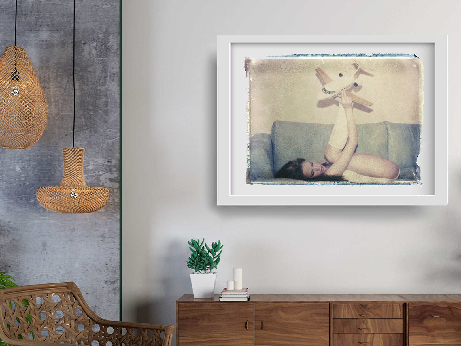 Girl With Plane Wall Art Print