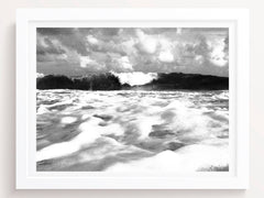 Black and White Ocean Wave Wall Art Print