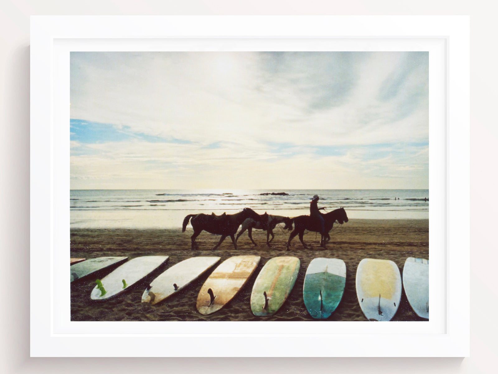 Beach Art Print Surfboards and Horses