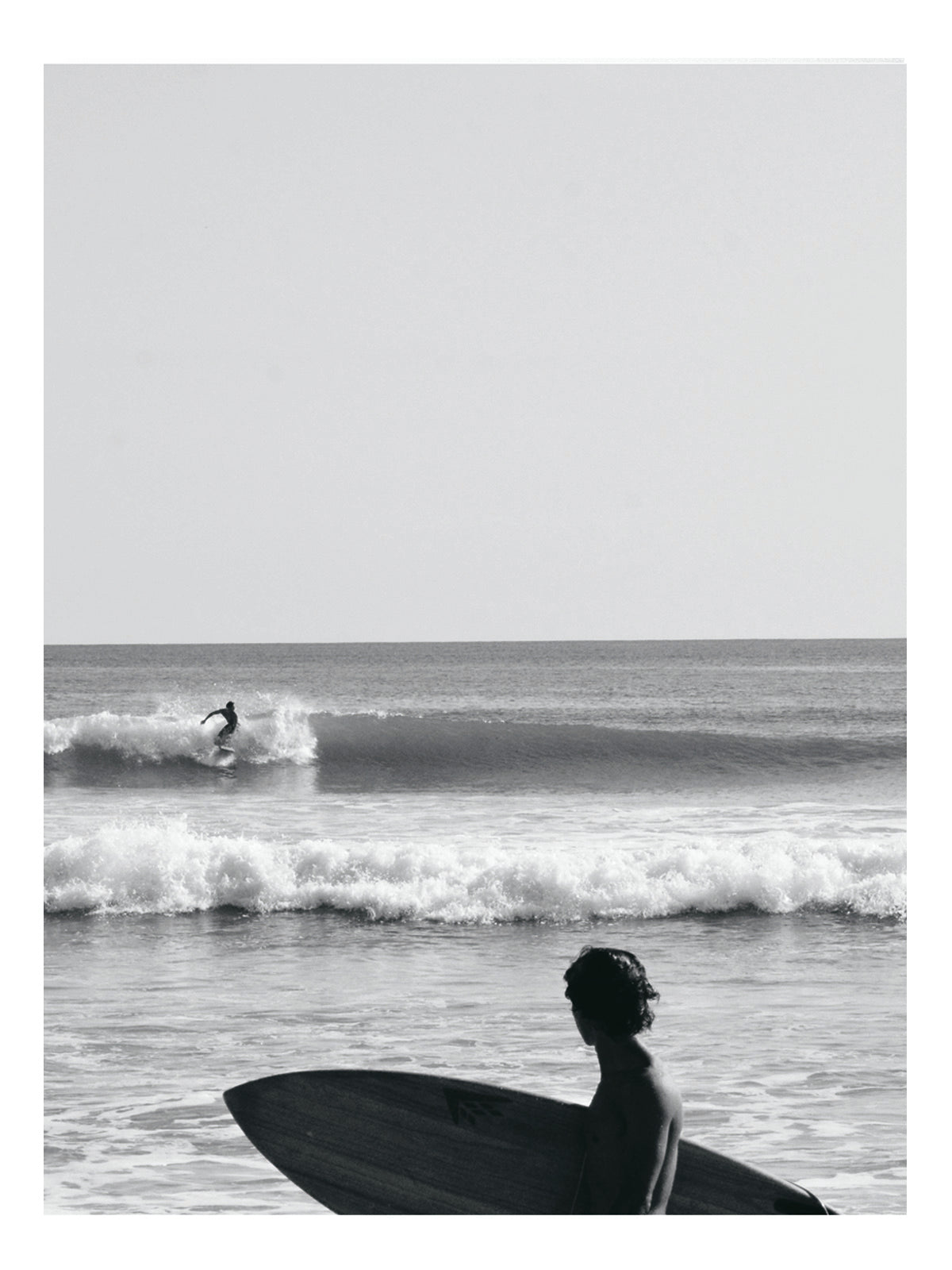 Vertical Black and White Surf Photography Print