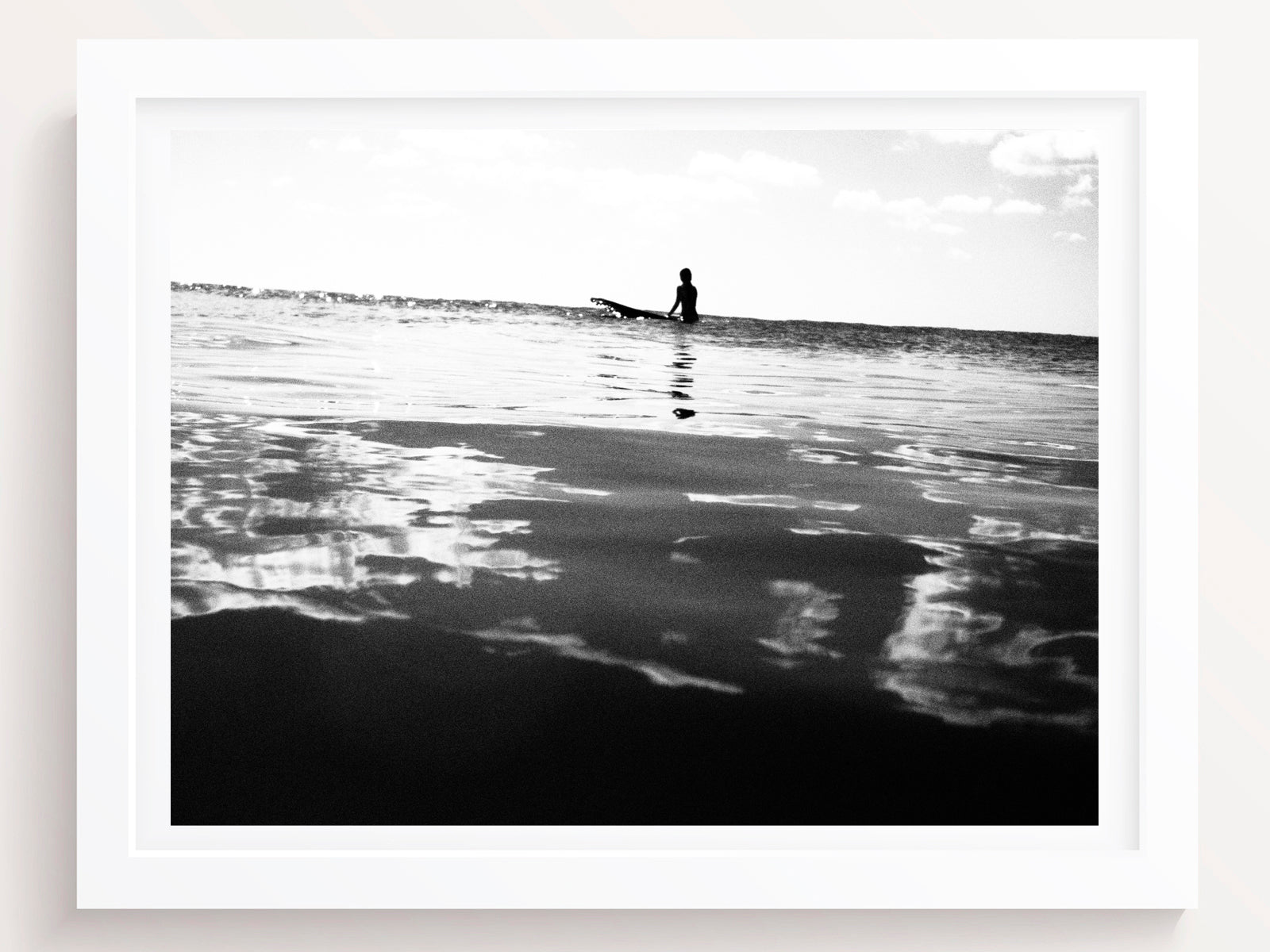 Black and White Surfing Photography Print