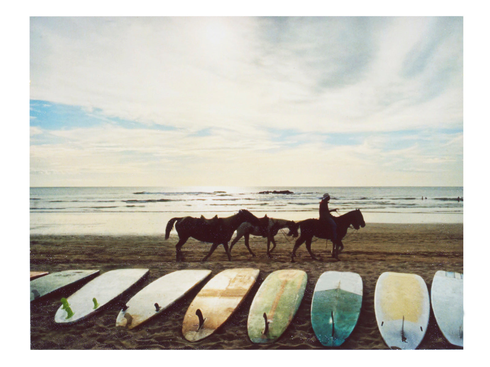 Beach Art Print Surfboards and Horses
